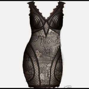 Bebe Small/Petite Black and Nude Lace Bodycon Dress - Never worn!